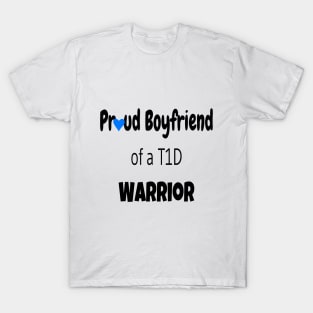 Proud Boyfriend Black Text Blue Heart T-Shirt